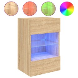 Meuble TV mural avec lumières LED chêne sonoma 40x30x60,5 cm 625893625893