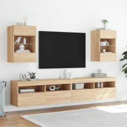 Meuble TV mural avec lumières LED chêne sonoma 40x30x60,5 cm 625893625893