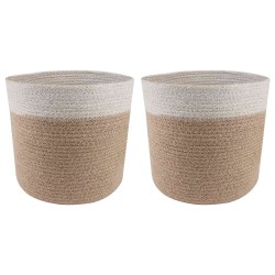Ensemble de Pots à Plantes 2 pcs Naturel et Blanc Ø 21 x 21 cm 625895625895