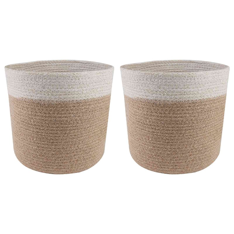 Ensemble de Pots à Plantes 2 pcs Naturel et Blanc Ø 21 x 21 cm 625895625895