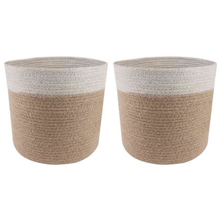 Ensemble de Pots à Plantes 2 pcs Naturel et Blanc Ø 21 x 21 cm 625895625895