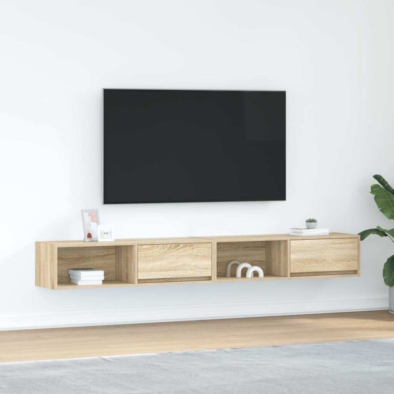 Meubles TV 2 pcs chêne sonoma 100x31x25,5 cm bois d'ingénierie 625900625900
