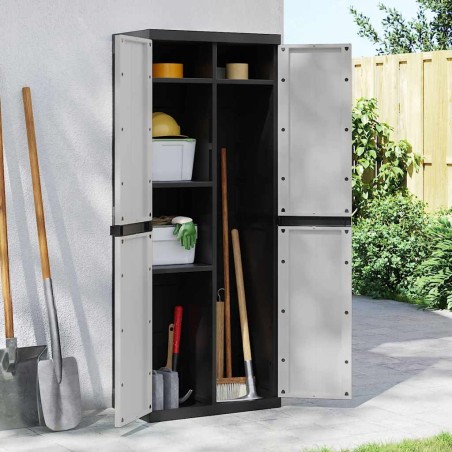 Armoire de rangement d'extérieur gris et noir 65x37x165 cm PP 625901625901