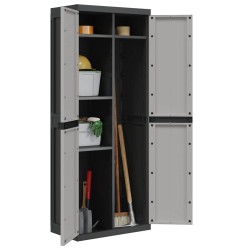 Armoire de rangement d'extérieur gris et noir 65x37x165 cm PP 625901625901