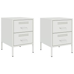 Tables de chevet 2 pcs blanc 36x39x50,5 cm acier 625907625907
