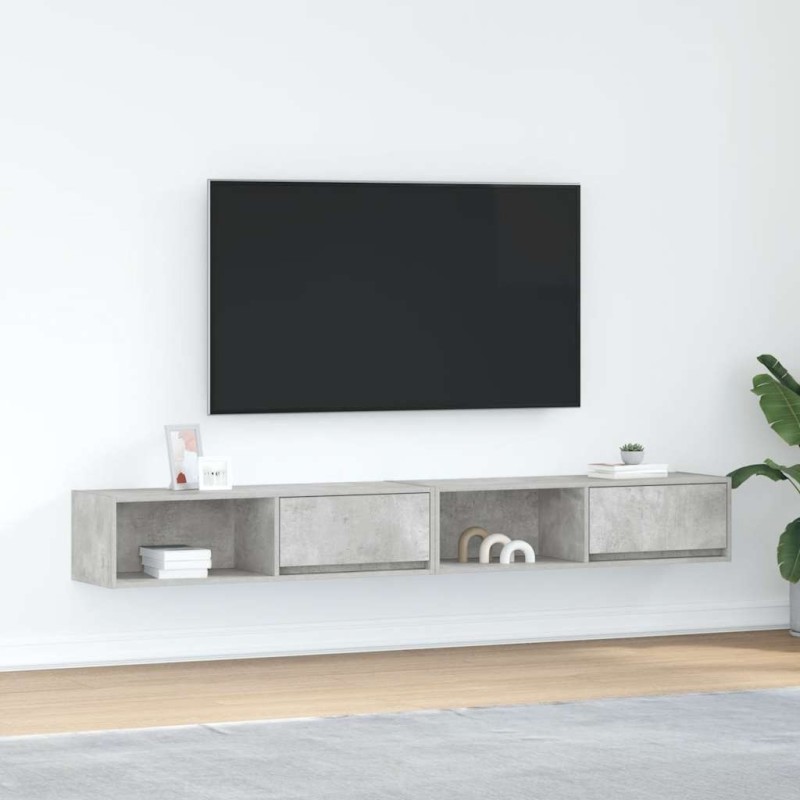 Meubles TV 2 pcs gris béton 100x31x25,5 cm bois d'ingénierie 625909625909