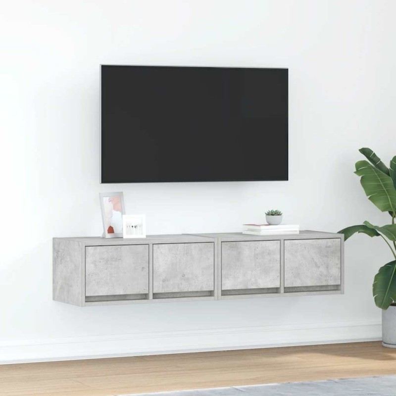 Meubles TV 2 pcs gris béton 60x31x25,5 cm bois d'ingénierie 625912625912