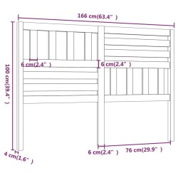 Tête de lit Gris 166x4x100 cm Bois massif de pin 625918625918