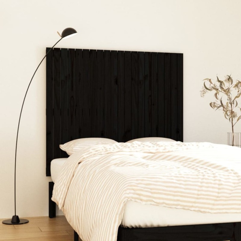 Tête de lit murale Noir 127,5x3x110 cm Bois massif de pin 625921625921