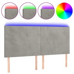 Tête de lit à LED Gris clair 200x5x118/128 cm Velours 625928625928