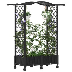 Lit Élevé avec Treillis et Toit Noir 124 x 40 x 129 cm PP 625938625938