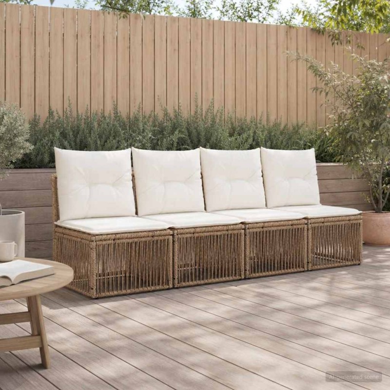 Canapé 4 places 4 pcs 4-Nombre de places Beige polyrotin 625941625941