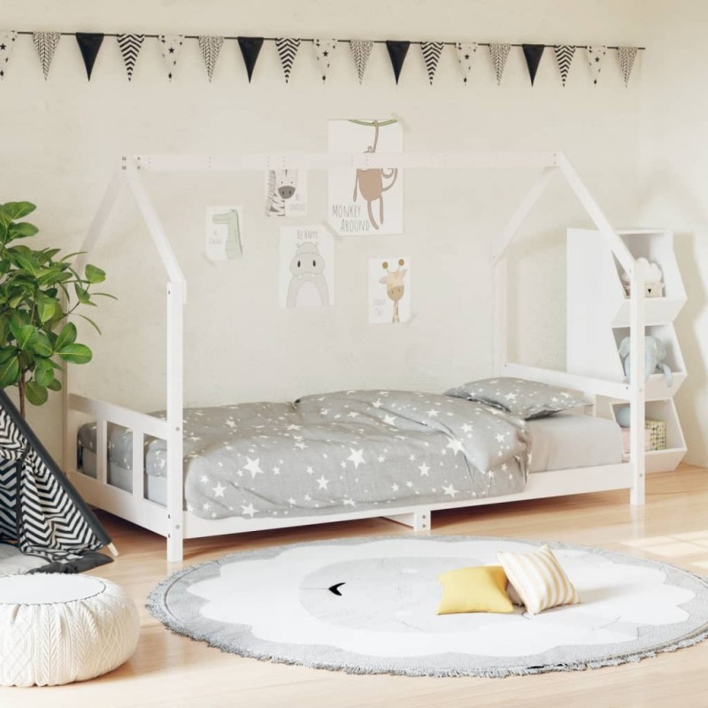 Cadre de lit pour enfants blanc 90x190 cm bois de pin massif 625942625942