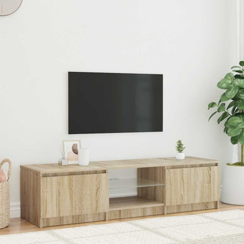 Meuble TV avec lumières LED Chêne fumé 140x40x36 cm 625951625951