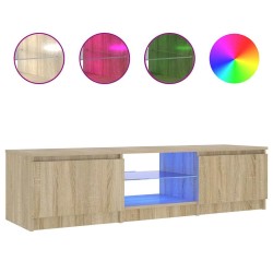 Meuble TV avec lumières LED Chêne fumé 140x40x36 cm 625951625951