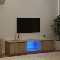 Meuble TV avec lumières LED Chêne fumé 140x40x36 cm 625951625951