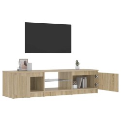 Meuble TV avec lumières LED Chêne fumé 140x40x36 cm 625951625951