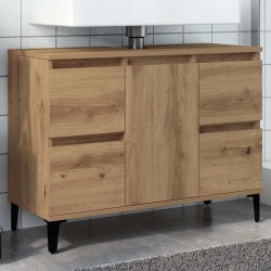 Armoire d'évier chêne artisanal 80x33x60 cm bois d'ingénierie 625960625960