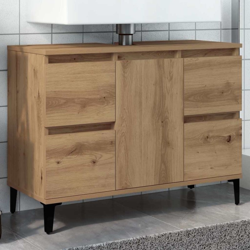 Armoire d'évier chêne artisanal 80x33x60 cm bois d'ingénierie 625960625960