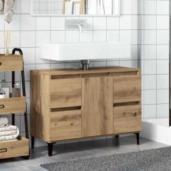 Armoire d'évier chêne artisanal 80x33x60 cm bois d'ingénierie 625960625960