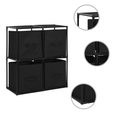 Armoire de rangement avec 4 paniers tissu Noir 63x30x71cm Acier 625962625962