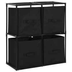 Armoire de rangement avec 4 paniers tissu Noir 63x30x71cm Acier 625962625962