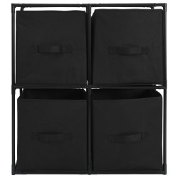 Armoire de rangement avec 4 paniers tissu Noir 63x30x71cm Acier 625962625962