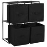 Armoire de rangement avec 4 paniers tissu Noir 63x30x71cm Acier 625962625962