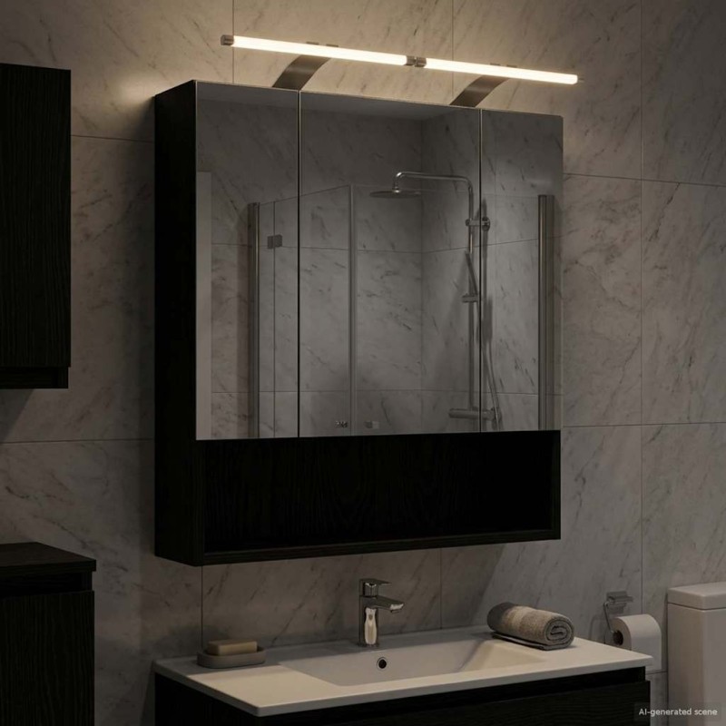 Armoire Miroir de Salle de Bain Chêne noir 60 x 14.5 x 70 cm 625968625968