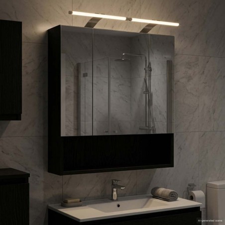 Armoire Miroir de Salle de Bain Chêne noir 60 x 14.5 x 70 cm 625968625968