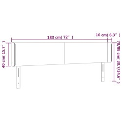 Tête de lit à LED Noir 183x16x78/88 cm Tissu 625970625970