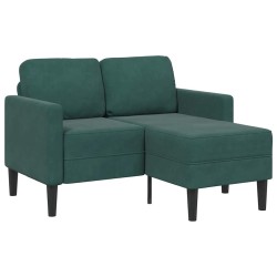 Canapé 2 places avec méridienne en L vert foncé 125 cm velours 625973625973