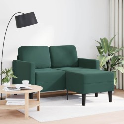 Canapé 2 places avec méridienne en L vert foncé 125 cm velours 625973625973