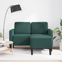 Canapé 2 places avec méridienne en L vert foncé 125 cm velours 625973625973