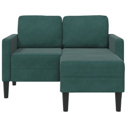 Canapé 2 places avec méridienne en L vert foncé 125 cm velours 625973625973