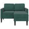 Canapé 2 places avec méridienne en L vert foncé 125 cm velours 625973625973