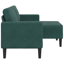 Canapé 2 places avec méridienne en L vert foncé 125 cm velours 625973625973