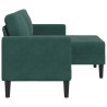 Canapé 2 places avec méridienne en L vert foncé 125 cm velours 625973625973