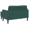 Canapé 2 places avec méridienne en L vert foncé 125 cm velours 625973625973