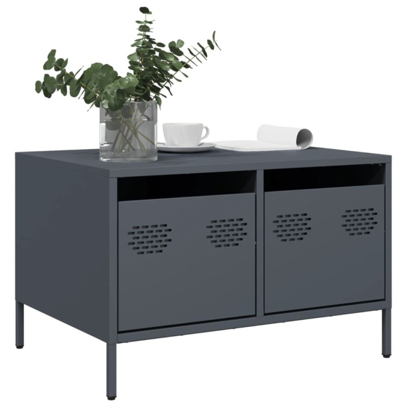 Meuble TV anthracite 68x50x43,5 cm acier laminé à froid 625975625975