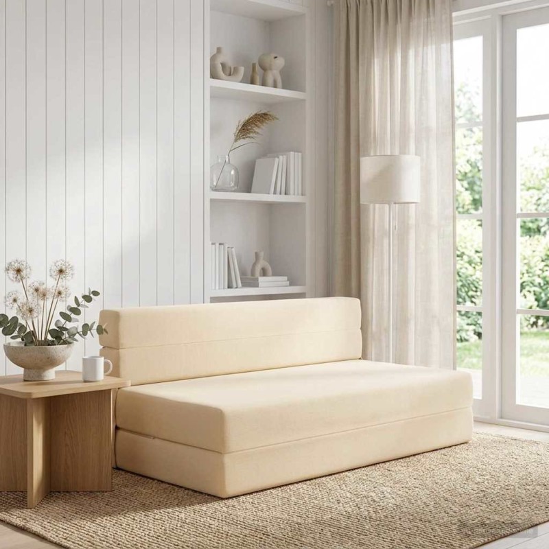 Canapé-lit pliable Crème 152 x 86,5 x 60 cm Tissu 625976625976