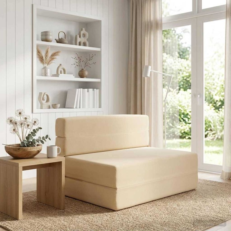 Canapé-lit pliable Crème 100 x 80 x 60 cm Tissu 625977625977