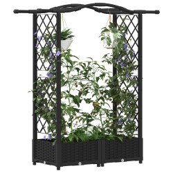 Lit Élevé avec Treillis et Toit Noir 124 x 40 x 123 cm PP 625978625978