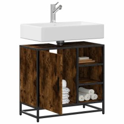 Armoire de lavabo de salle de bain chêne fumé 65x33x60 cm 625980625980