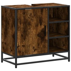 Armoire de lavabo de salle de bain chêne fumé 65x33x60 cm 625980625980