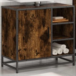 Armoire de lavabo de salle de bain chêne fumé 65x33x60 cm 625980625980