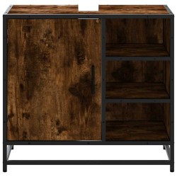 Armoire de lavabo de salle de bain chêne fumé 65x33x60 cm 625980625980