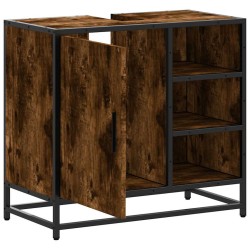 Armoire de lavabo de salle de bain chêne fumé 65x33x60 cm 625980625980