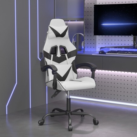 Chaise de jeu pivotante Blanc et noir Similicuir 625982625982