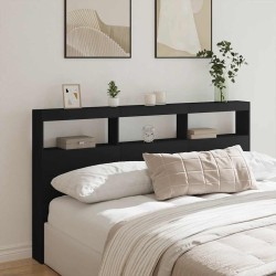 Armoire tête de lit avec LED noir 180x17x102 cm 625986625986
